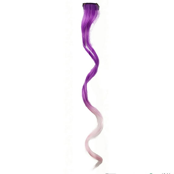 Nvzi -b Colored Hair Extensions 6 PCS 18 Inch Clip in Hair Extensions Rainbow One Color Party Highlight Long Wavy Synthetic Hairpiece for Women Gifts Party,Purple Pink