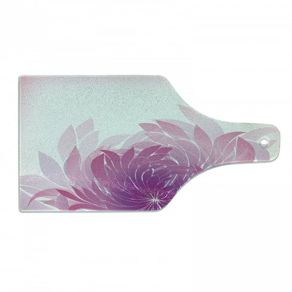 Floral Cutting Board, Fantasy World Blooming Petals Feminine Composition, Decorative Tempered Glass Cutting and Serving Board, in 3 Sizes, by Ambesonne
