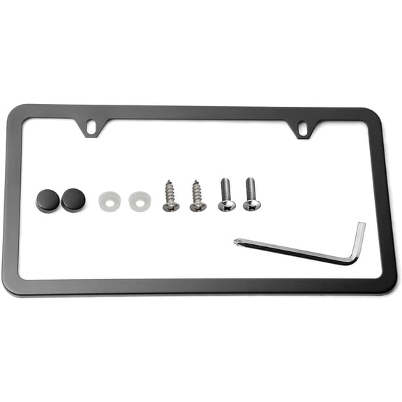 LFPartS UV Resistant Slim Style Stainless Steel License Plate Frame Black New 2 Hole
