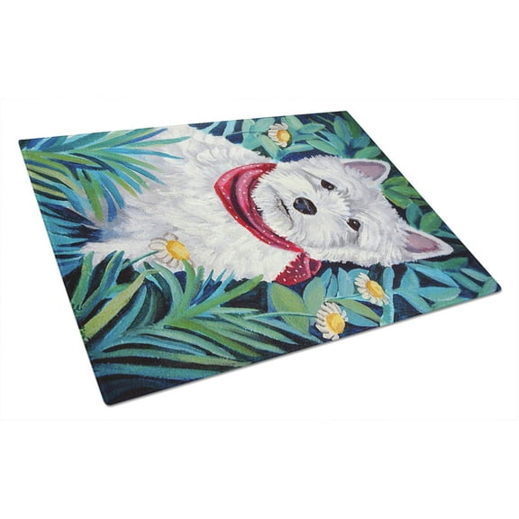 Caroline's Treasures Westie Glass Cutting Board Large