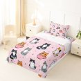 thumbnail image 3 of Manfei Kawaii Teacup Cat Twin Sheets, Triangle Abstract Bedding, Pink, 3-Piece, 1 Flat Sheet, 1 Fitted Sheet and 1 Pillowcase, 3 of 6