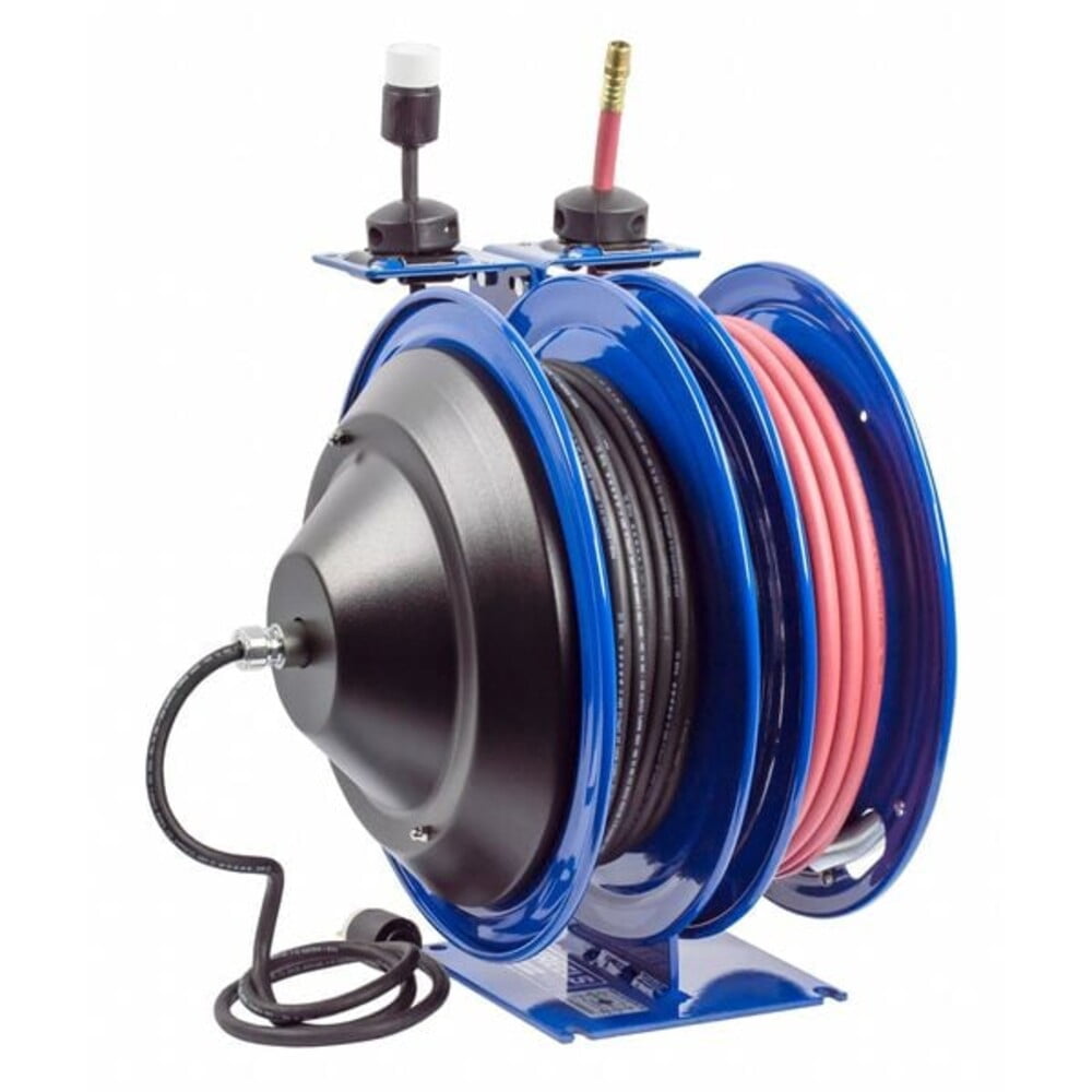Coxreels Dual Hose Reel,Spring,3/8 in MNPT,50 ft C-L350-5012-A