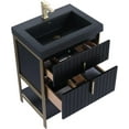 thumbnail image 3 of Fine Fixtures Serenity 24 in. W x 18 in. D x 33.5 in. H Bathroom Vanity in Black Matte with Gel Coated Thick Edge top in Black with Satin Brass Hardware, 3 of 6