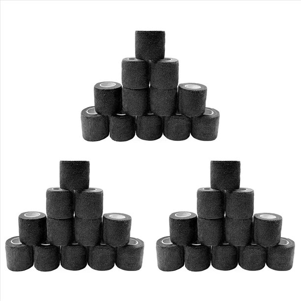 Vendaje Elástico Autoadhesivo Negro de 36 Piezas Vendaje Elástico Fijo Deportivo de 5 cm para Lesiones Deportivas Y Tratamiento de Mascotas