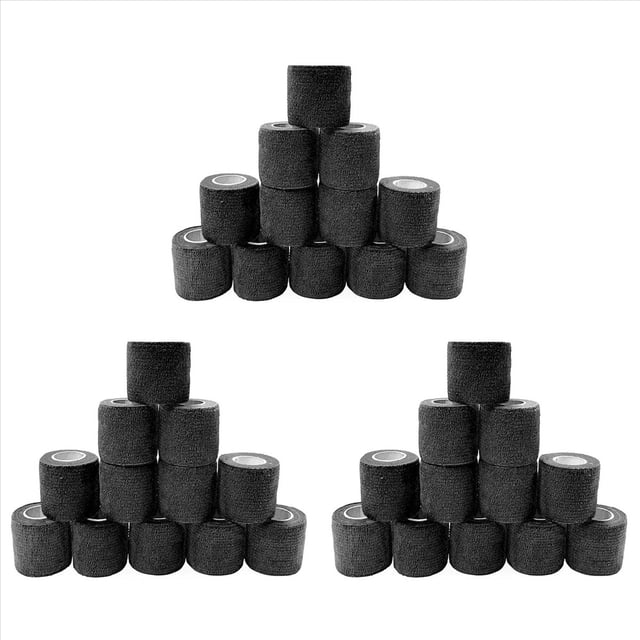 Vendaje Elástico Autoadhesivo Negro de 36 Piezas Vendaje Elástico Fijo Deportivo de 5 cm para Lesiones Deportivas Y Tratamiento de Mascotas