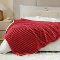 thumbnail image 2 of Sherpa Fleece Queen Size Blanket - Super Soft & Warm Striped Fleece, Cozy Plush Fluffy Large Bed Blanket All Season Use (Red, 90x90 Inches), 2 of 7