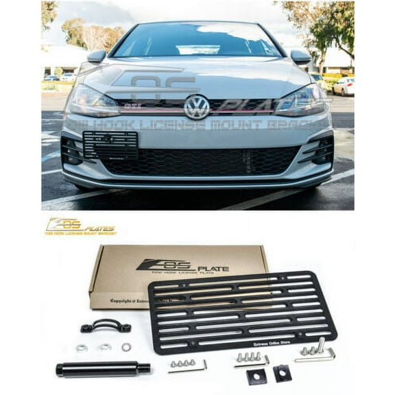 Extreme Online Store for 2018-2021 Volkswagen Golf & GTI MK7.5 VW | EOS Plate Version 2 Full Sized Front Bumper Tow Hook License Plate Relocator Mount Bracket
