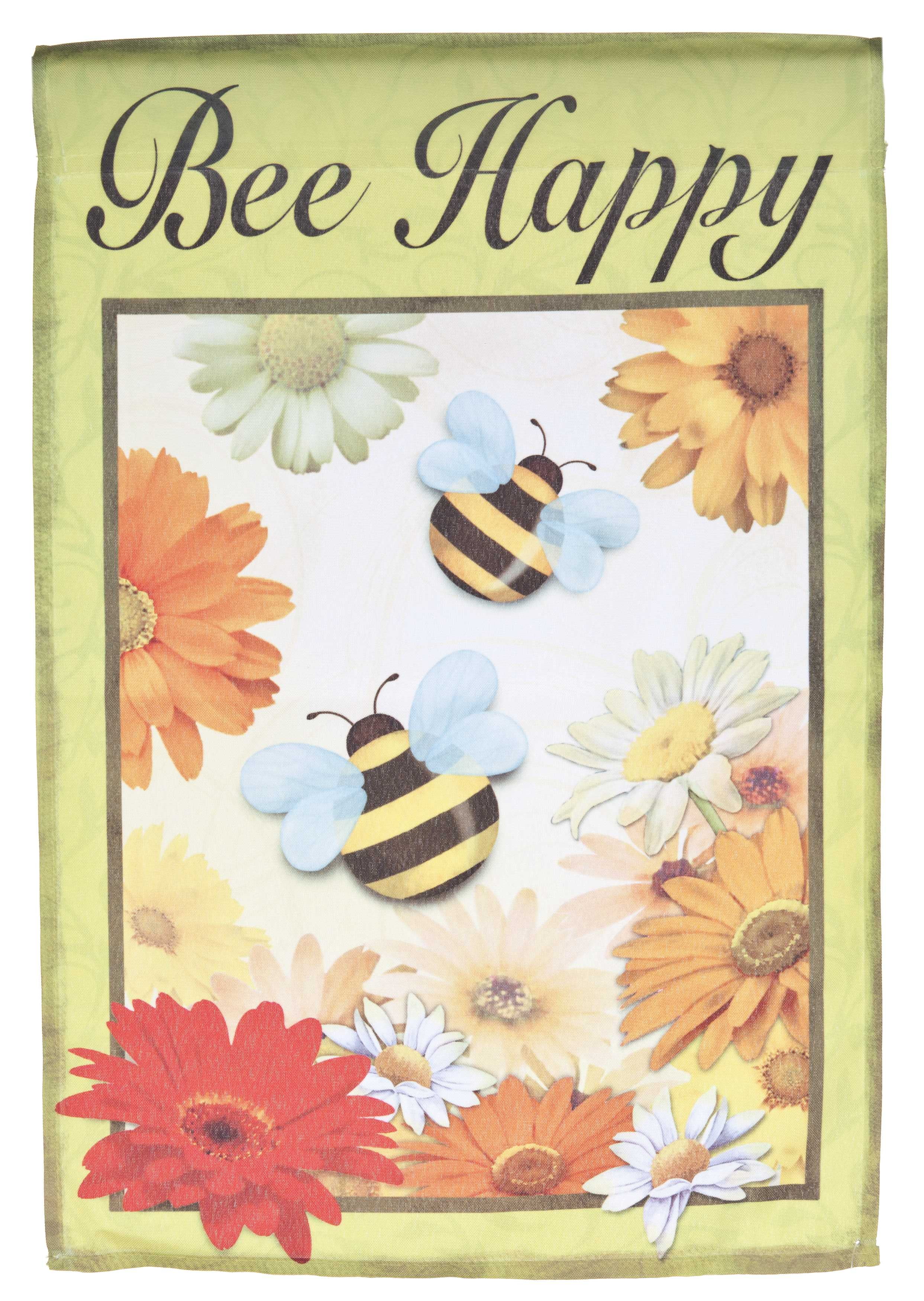 Bee Happy Lawn Flag by Garden Accents (12 x 18 Inch) by
