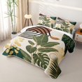 thumbnail image 3 of Castle Fairy Mid Century Tropical Leaf Quilt Full 3-Piece,Abstract Curved Line Full Bedspread Sets,Olive Gold Cream,1 Coverlet and 2 Pillowcases, 3 of 7