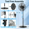thumbnail image 6 of 16" Oscillating Pedestal Fan, 3-Speeds Stand up Fan with Adjustable Height and Tilt, Less Noise, for Home Office Room Bedroom, Black, 6 of 9