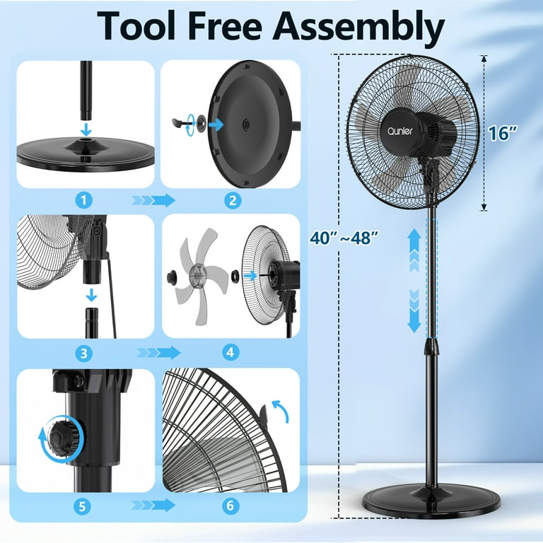 Qunler 16" Oscillating Pedestal Fan, 3-Speed, Ultra Quiet photo 5