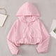 thumbnail image 1 of Chaquetas y abrigos casuales con capucha de manga larga para primavera/verano, de moda, versátiles, ligeros, con capucha, de color liso para niñas, camisa de manga corta para niños., 1 of 9