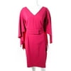 Escada Womens Woven Beaded Trim Belted Flutter Sleeve Shift Dress Pink Size 44