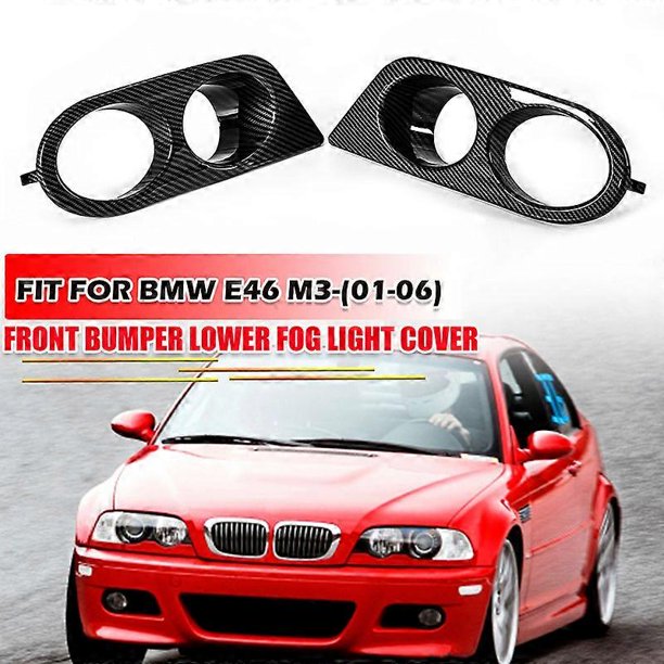 Carbon Fiber Look/Glossy Black Fog Light Cover for BMW E46 M3 Coupe 2001-2006 Grill Frame Surrounds Air Duct Bezels Lamp Hood
