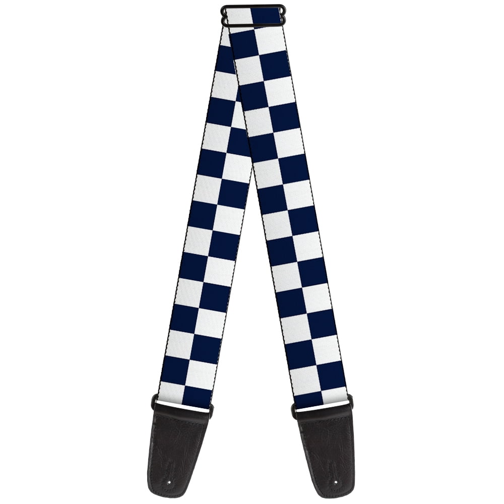 Buckle-Down Guitar Strap, Checker Midnight Blue White, 2 Inches Wide