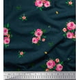 thumbnail image 1 of Soimoi Satin Silk Fabric Leaves & Rose Flower Print Sewing Fabric Yard 42 Inch Wide, 1 of 1
