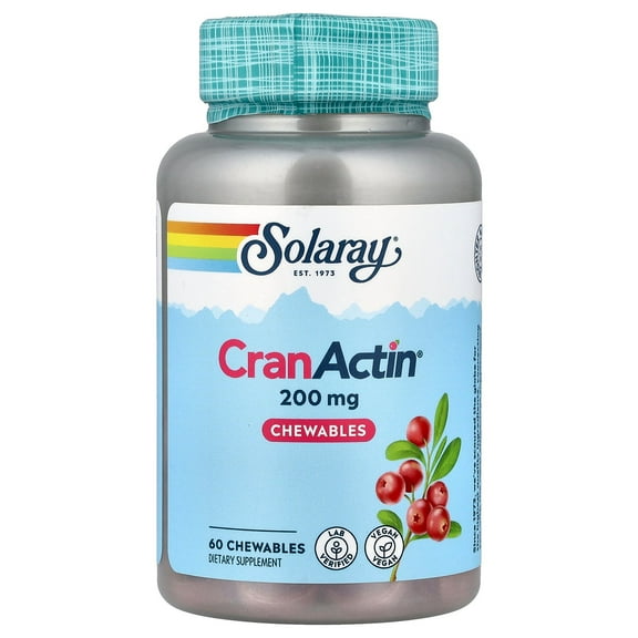 Solaray - CranActin Chewable Natural Cranberry/Strawberry Flavor 200 mg. - 60 Chewable Tablets
