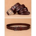 thumbnail image 5 of Catelles Handcrafted Vintage Durable Leather Brown Belt, Alloy Pin Buckle, Business Casual Style, Gift Box with Hole Puncher&For waist 46 in Width1.5 in(3.8cm), 5 of 10