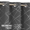 thumbnail image 4 of Cortinas opacas Deconovo con diseño geométrico, aislantes térmicos, oscurecedoras y ahorradoras de energía, gris oscuro/línea geométrica, 132 x 228 cm, para dormitorio, 4 of 8