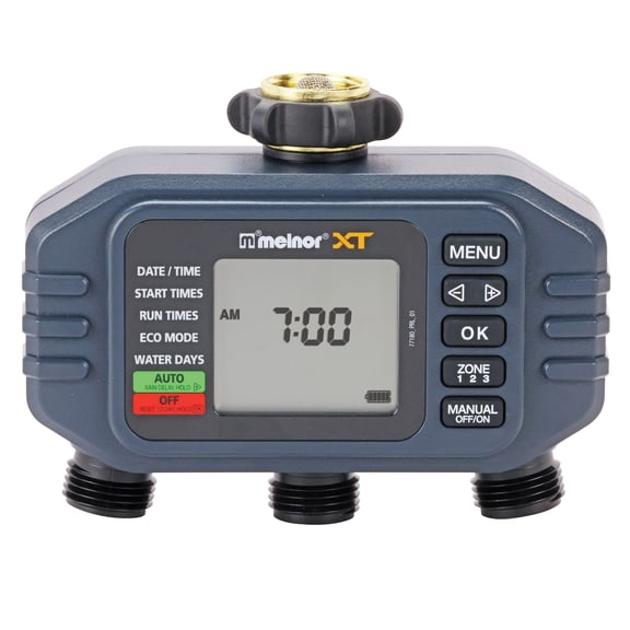Melnor 77180 HydroLogic 3-Zone Digital Water Timer, Programmable, Multi Outlet