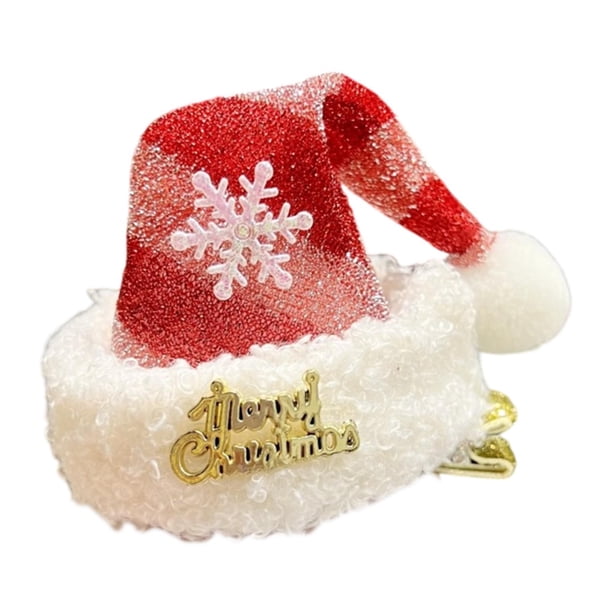 Pinza para el pelo navideña, bonita decoración para el tocado, horquilla para el pelo, tocado navideño Rayas plateadas rojas