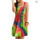 thumbnail image 1 of Vestido Corto Con Estampado Tie-Dye Vestido Sin Mangas Plisado, Amarillo Fluorescente, M seitruly AP002087-26, 1 of 7