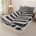 thumbnail image 2 of Erosebridal Zebra Stripe Zipper Queen Comforter Set with Fitted Sheet and 2 Pillowcases,Animal Line Zipper Bedding Set For Girls,Black Reversible,4-Piece, 2 of 7