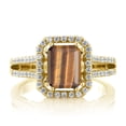 thumbnail image 2 of Gem Stone King 18K Yellow Gold Plated Silver Emerald Cut Brown Tiger Eye Women Ring (2.78 Cttw, Gemstone Birthstone, Available in Size 5, 6, 7, 8, 9), 2 of 5