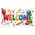 thumbnail image 1 of Welcome Backdrop Banner Vibrant Sunburst Design Perfect for Party Showers Office Decor Photography Background Celebration Event Decorations Cloud Elements, 1 of 4