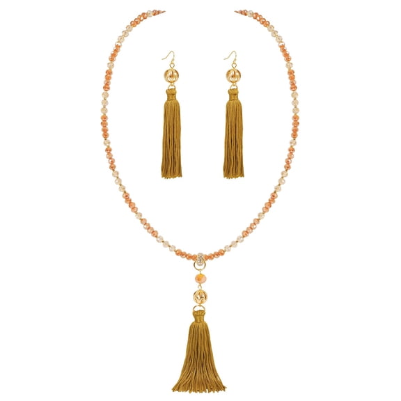 Bocar Long Beaded Strand Necklace with Tassel for Women Fashion Jewelry White, 33 inches