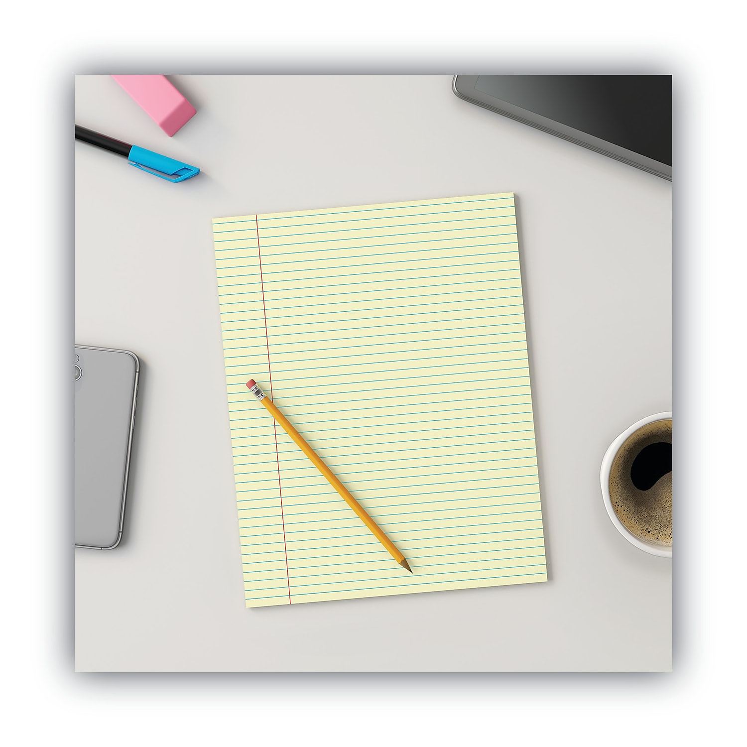glu TOP PAD, NARROW RULE, ltr, CANARY (50 Sheets, 1-Dozen)
