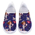 thumbnail image 1 of Zapatillas de deporte doginthehole con estampado de dibujos animados de enfermera y médico para mujer, zapatillas planas de malla ligera, mocasines transpirables de verano, zapatos planos, 1 of 5