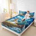 thumbnail image 4 of jejeloiu Oil Painting Twin Sheet Sets,Christmas Theme Twin Fitted Sheet,Happy New Year Flat Sheet For Men Women,Lightweight Room Decor,3pcs, 4 of 7