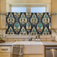 thumbnail image 2 of Yayeee Kitchen Curtains Tier Set of 2 Light Filtering 57"x36" Over Sink Window Panels, Green Peacock Pattern, 2 of 7