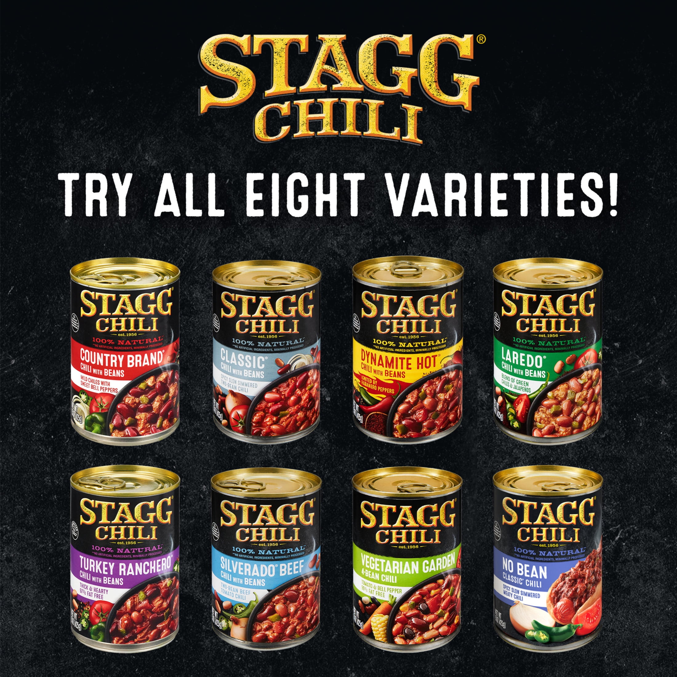 (2 pack) STAGG DYNAMITE HOT Chili with Beans Beef, Shelf-Stable, 15 oz Steel Can