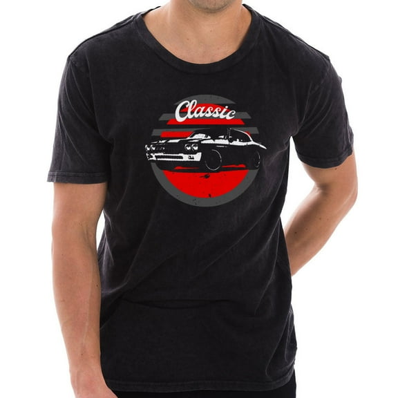 Big Size Classic Muscle Car Designed Unisex Cotton Vintage Short Sleeve T-Shirt - Vintage Black XL