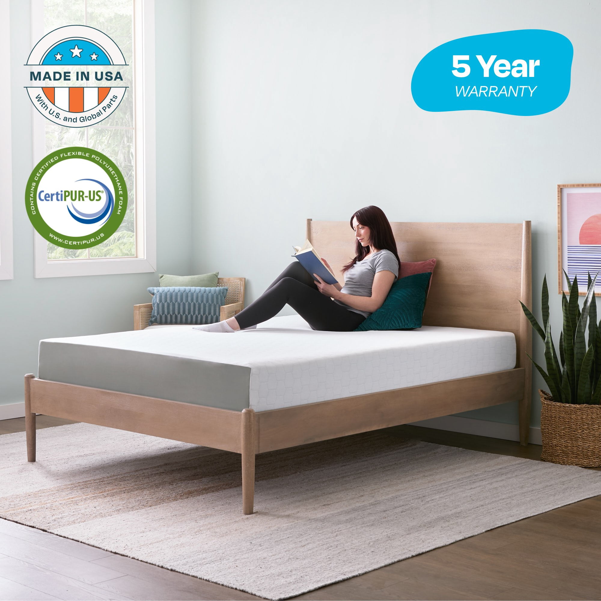 Linenspa Eden 8” Green Tea Memory Foam Mattress with Cooling Gel, Full