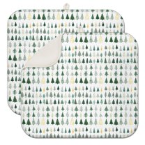 Green Christmas Tree Pattern Dish Drying Mat for Kitchen 1 Pack, Ultra Absorbent Microfiber Dishes Drainer Mats,16x18in(41x46cm)