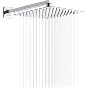 Rain Shower Head Polished Chrome with Extension Arm 10 Inch Square Shower Head with 16 Inch Shower Arm Large Stainless Steel Rainfall Showerhead Waterfall Full Body Coverage