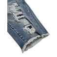 thumbnail image 3 of Crysp Denim Men's Jean Shorts Skinny Fit Distressed Rips & Repairs Raw Hem Denim (28, Stonewashed Blue), 3 of 6
