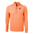 thumbnail image 2 of Men's Cutter & Buck Heather Orange Baltimore Orioles Adapt Eco Knit Stretch Recycled Quarter-Zip Pullover Top, 2 of 3