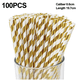 thumbnail image 2 of 100 pajitas de papel desechables de color dorado, rayas doradas. MFZFUKR CPB-DE-LYY1548-1, 2 of 5