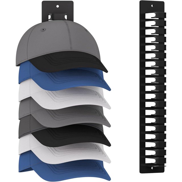 ADDUDU Hat Rack,Wall-Mounted Hat Organizer for Closet Bedroom RV Living Room - Holds 19 Caps with 3 Usage & 2 Installation Options,1-Pack