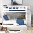 thumbnail image 2 of Harper & Bright Designs Full over Full Bunk Bed with Trundle Staircase Storage and Guard Rail for Bedroom, Dorm, for Bedrom, White, 2 of 13