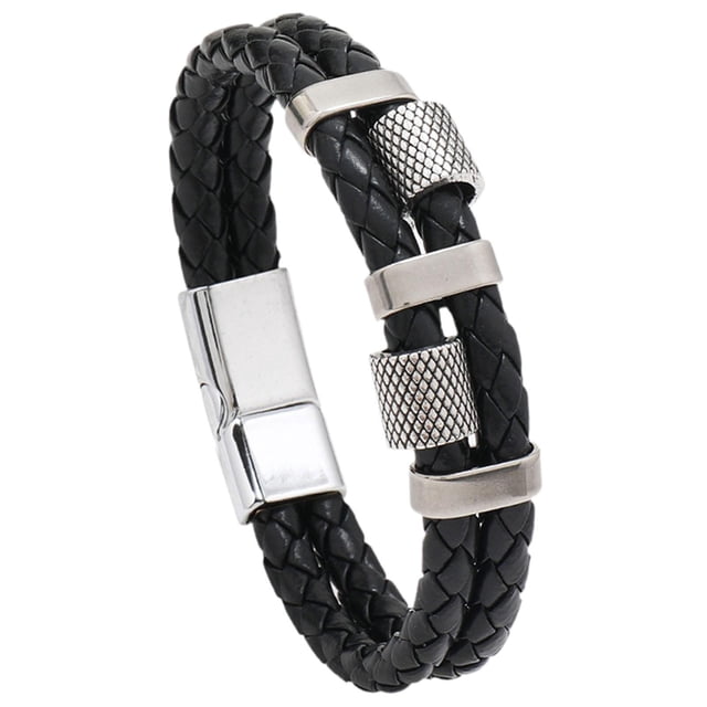 Pulsera trenzada de moda con cierre magnético, regalo informal, decorativa. Plata
