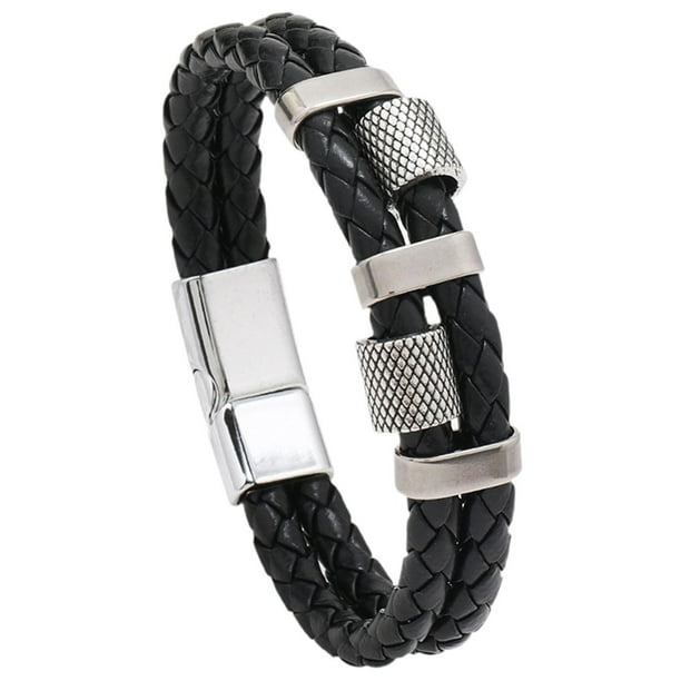 Pulsera trenzada de moda con cierre magnético, regalo informal, decorativa. Plata