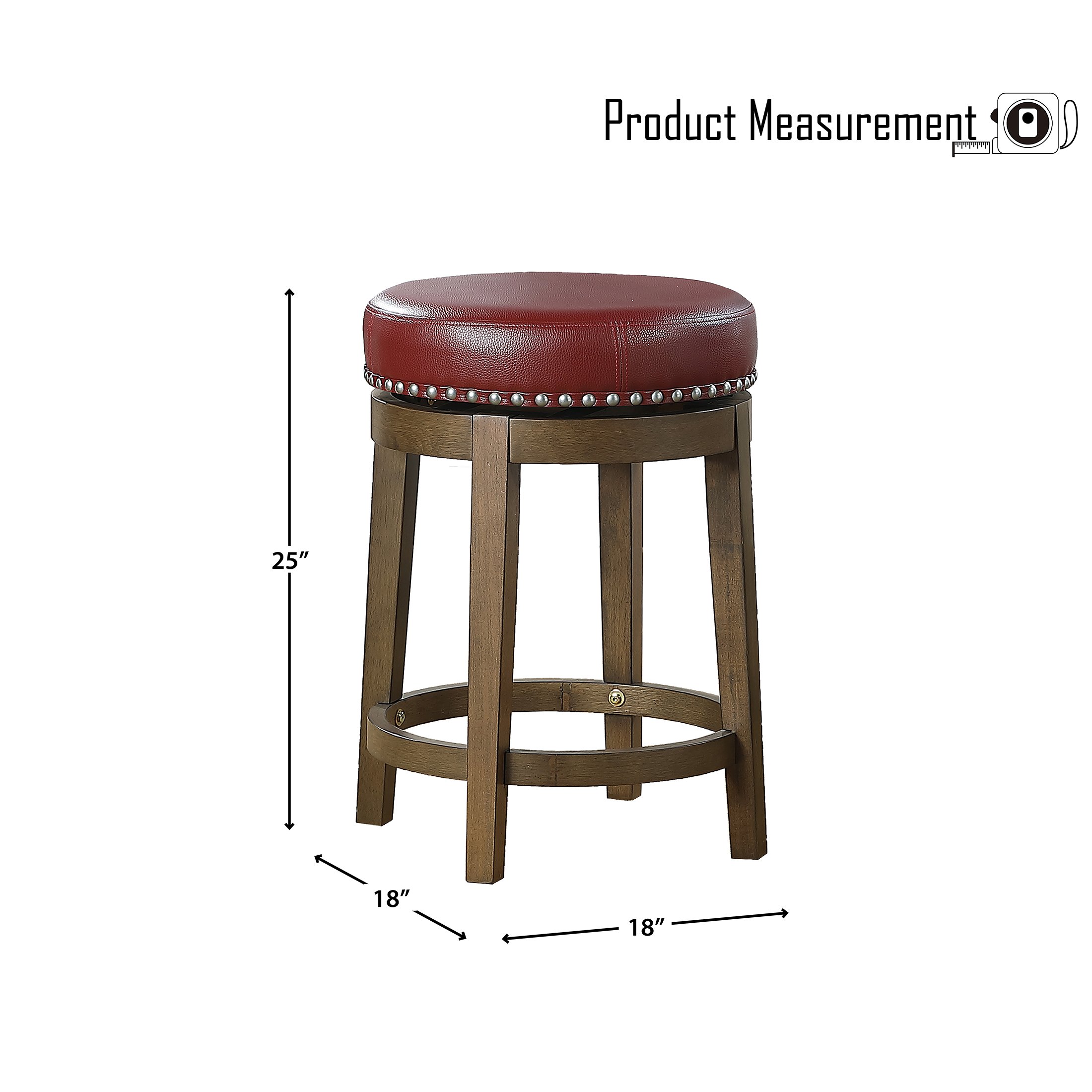OakvillePark Muny Round Swivel Counter Height Barstool (Set of 2), Red