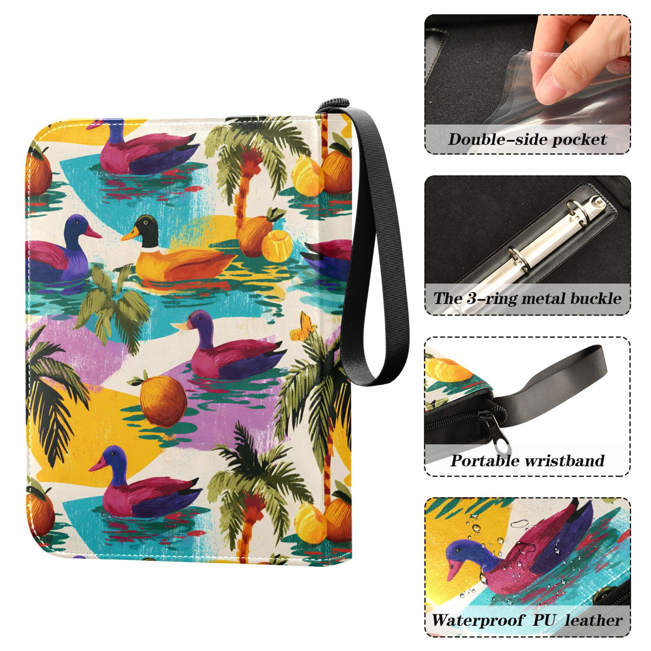 ALAZA Duck Palm Trees Trading Card Binder 4 Pocket Cards Collection Album 400 Folder Holder