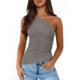 thumbnail image 1 of Remera PRETTYGARDEN 2025 de un Hombro sin Mangas Gris XS, 1 of 9