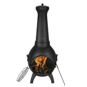 VEVOR Chiminea,18 Inch Outdoor Wood Burning Firepit, Spherical Fireplace for BBQ & Warming, Outside Wooden Fire Pit with Grill Mesh,Chimney Coat & Rustproof Chiminea Lid, for Patio, Garden, Backyard